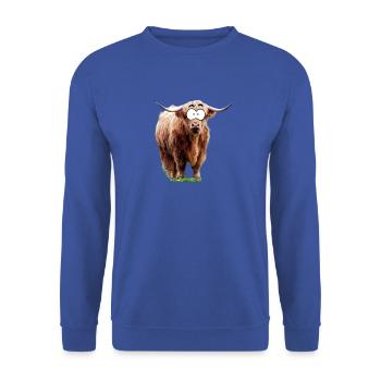Comic Büffel - Unisex Pullover - Royalblau - Vorne - Alina (178cm) & Michal (187cm)