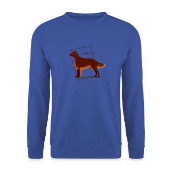 Der Irische Setter von IxCÖ - Unisex Pullover - Royalblau - Vorne - Alina (178cm) & Michal (187cm)
