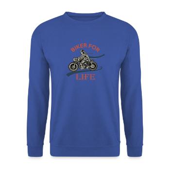 Biker for life, motorcycle passion biker Motard gift - Unisex Sweatshirt - royal blue - Front - Alina (178cm) & Michal (187cm)