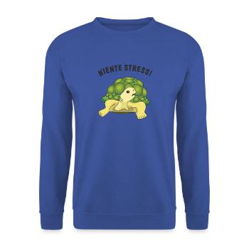 niente stress - Unisex Pullover - Royalblau - Vorne - Alina (178cm) & Michal (187cm)