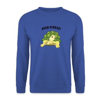 geen stress - Unisex Pullover - Royalblau - Vorne - Alina (178cm) & Michal (187cm)