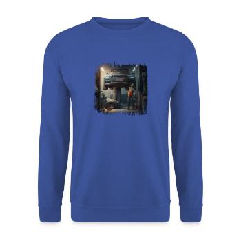 Que fait un technicien en mécatronique automobile? - Sweat-shirt Unisexe - bleu royal - Devant - Alina (178cm) & Michal (187cm)