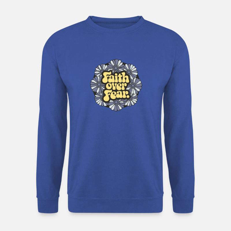 Faith over Fear Blaues Blumen Design - Unisex Pullover - Royalblau