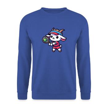 Ziege Tennis Spieler Sport Design - Unisex Pullover - Royalblau - Vorne - Alina (178cm) & Michal (187cm)