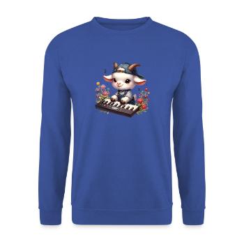 Cute Goats and Drum Farm Motif - Unisex Sweatshirt - royal blue - Front - Alina (178cm) & Michal (187cm)