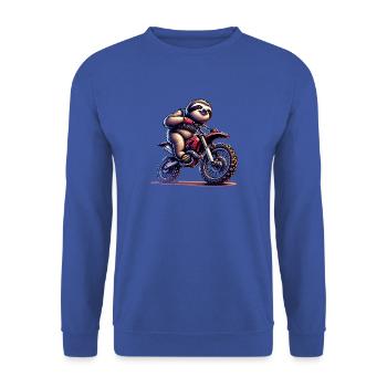 Cool Sloth Enduro Motocross Design - Unisex Sweatshirt - royal blue - Front - Alina (178cm) & Michal (187cm)