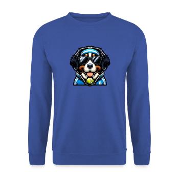 Bernhardiner Tennis Spieler Hund Ball Racket - Unisex Pullover - Royalblau - Vorne - Alina (178cm) & Michal (187cm)
