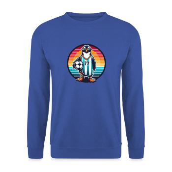 Fan de joueur de football pingouin rétro - Sweat-shirt Unisexe - bleu royal - Devant - Alina (178cm) & Michal (187cm)