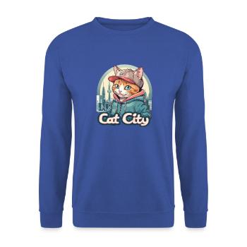 Mode urbaine stylée : les tendances de Kitten City - Sweat-shirt Unisexe - bleu royal - Devant - Alina (178cm) & Michal (187cm)