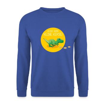 Keine Arme, keine Kekse, Dino - Unisex Pullover - Royalblau - Vorne - Alina (178cm) & Michal (187cm)