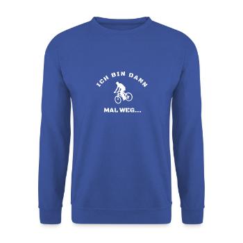 RADFAHREN-ich bin dann mal weg - Unisex Pullover - Royalblau - Vorne - Alina (178cm) & Michal (187cm)