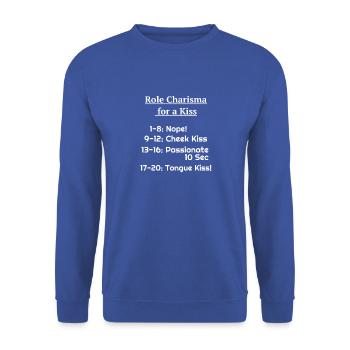 RPG LARP Charisma Witz D20 Würfeln Dungeon Crawler - Unisex Pullover - Royalblau - Vorne - Alina (178cm) & Michal (187cm)