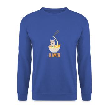 Funny llama and ramen noodles asian cuisine - Unisex Sweatshirt - royal blue - Front - Alina (178cm) & Michal (187cm)