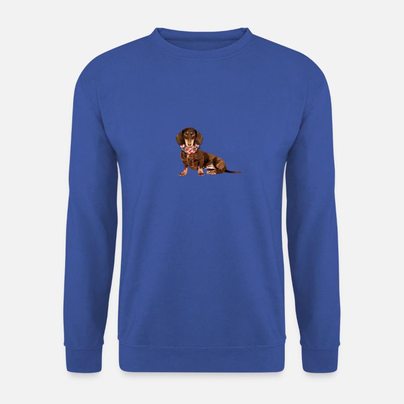 Blumendackel, Dackel, Hund, Blumen - Unisex Pullover - Royalblau