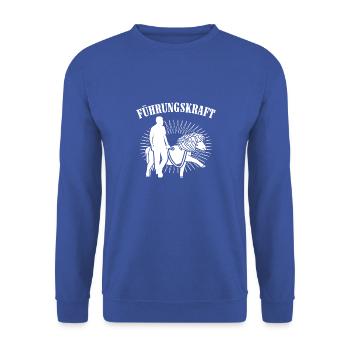 Führungskraft Pony - Unisex Pullover - Royalblau - Vorne - Alina (178cm) & Michal (187cm)