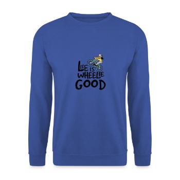 Life is Wheelie Good Bike Biker - Sweat-shirt Unisexe - bleu royal - Devant - Alina (178cm) & Michal (187cm)