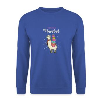 Lustig Lama Weihnachten Spruch Tierfreund Geschenk - Unisex Pullover - Royalblau - Vorne - Alina (178cm) & Michal (187cm)