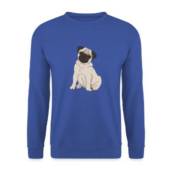 Chien carlin - Sweat-shirt Unisexe - bleu royal - Devant - Alina (178cm) & Michal (187cm)