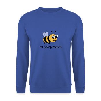 PLATTDEUTSCH PLÜSCHMORS JUNGE HUMMEL BIENE SHIRT - Unisex Pullover - Royalblau - Vorne - Alina (178cm) & Michal (187cm)