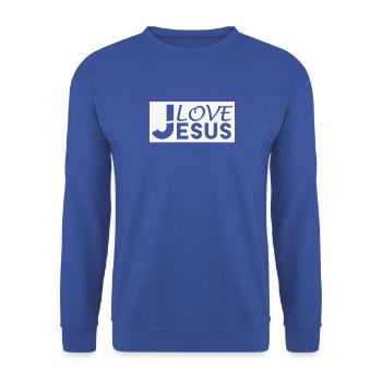 I LOVE JESUS. - Unisex Pullover - Royalblau - Vorne - Alina (178cm) & Michal (187cm)
