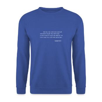 Bible Bible Psaumes Jésus Christ Ésaïe 40:3 - Sweat-shirt Unisexe - bleu royal - Devant - Alina (178cm) & Michal (187cm)