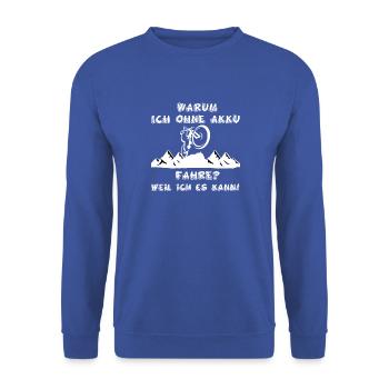 Lustige witzige Rad Radsport Fahrrad Rennrad Idee - Unisex Pullover - Royalblau - Vorne - Alina (178cm) & Michal (187cm)