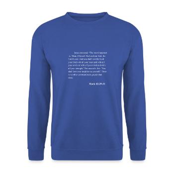 Bibelvers Bibel Psalm Jesus Christlich Markus 12:2 - Unisex Pullover - Royalblau - Vorne - Alina (178cm) & Michal (187cm)