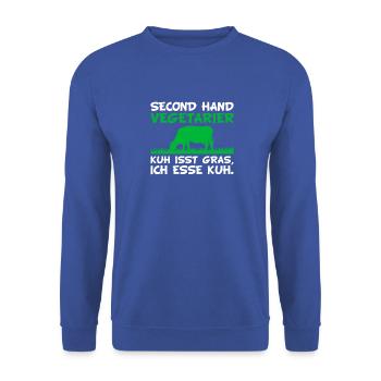 Grillen Griller Grill BBQ Grillsaison Geschenkidee - Unisex Pullover - Royalblau - Vorne - Alina (178cm) & Michal (187cm)