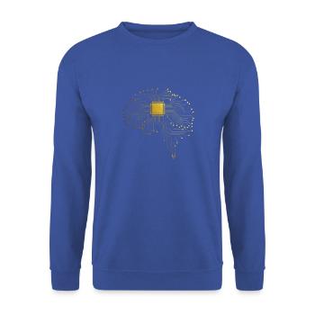 CPU brain computer nerd geek computer scientist - Unisex Sweatshirt - royal blue - Front - Alina (178cm) & Michal (187cm)
