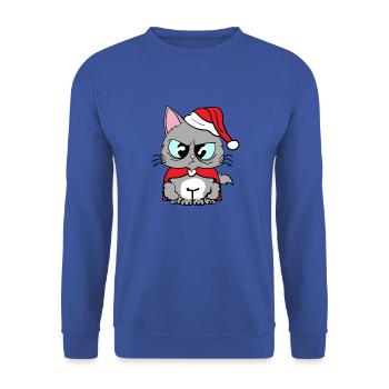 Tee-shirt chats rigolos chat mignon noël - Sweat-shirt Unisexe - bleu royal - Devant - Alina (178cm) & Michal (187cm)