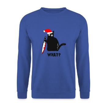 Tee-shirt chats rigolos chat mignon noël - Sweat-shirt Unisexe - bleu royal - Devant - Alina (178cm) & Michal (187cm)