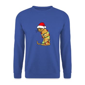 Tee-shirt chats rigolos chat mignon noël - Sweat-shirt Unisexe - bleu royal - Devant - Alina (178cm) & Michal (187cm)