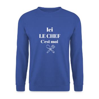 Ici le chef c'est moi - Sweat-shirt Unisexe - bleu royal - Devant - Alina (178cm) & Michal (187cm)