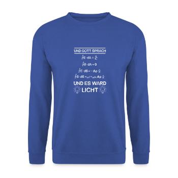Physik Gleichung lustiges Geschenk für Physiker - Unisex Pullover - Royalblau - Vorne - Alina (178cm) & Michal (187cm)