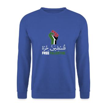 Free Palestine supports Palestine and Gaza - Unisex Sweatshirt - royal blue - Front - Alina (178cm) & Michal (187cm)