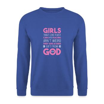 Motorsport aus Leidenschaft - Unisex Pullover - Royalblau - Vorne - Alina (178cm) & Michal (187cm)