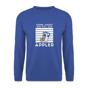 DER WILL NUR ÄPLLER - Unisex Pullover - Royalblau - Vorne - Alina (178cm) & Michal (187cm)