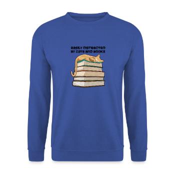 Katzen Bücher Lesen Katzenbesitzer - Unisex Pullover - Royalblau - Vorne - Alina (178cm) & Michal (187cm)