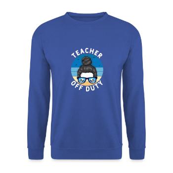Messy Hair Bun Design Teacher Off Duty Vacation Su - Unisex Pullover - Royalblau - Vorne - Alina (178cm) & Michal (187cm)
