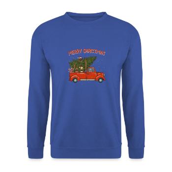 Boxer Xmas Vintage Red Pickup Retro Truck - Sweat-shirt Unisexe - bleu royal - Devant - Alina (178cm) & Michal (187cm)