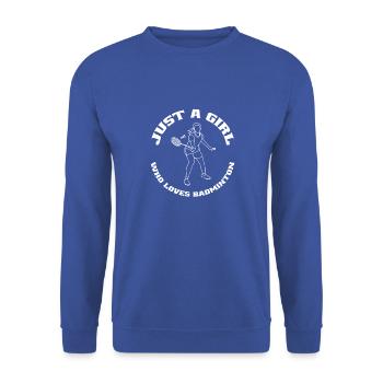 Badmintonspielerin Federball Mädchen Badminton - Unisex Pullover - Royalblau - Vorne - Alina (178cm) & Michal (187cm)