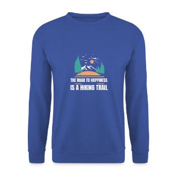 Der Weg zum Glück ist ein Wanderweg - Unisex Pullover - Royalblau - Vorne - Alina (178cm) & Michal (187cm)