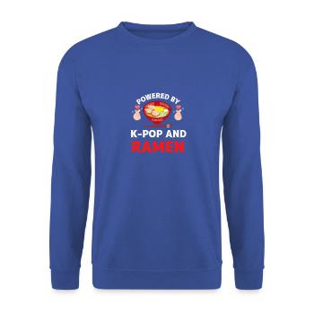 Powered by K-pop and Ramen K-pop Merch Merchandise - Unisex Sweatshirt - royal blue - Front - Alina (178cm) & Michal (187cm)