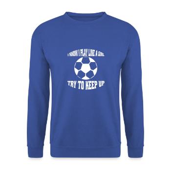 Football Girl Football Player Woman Football Coach - Unisex Sweatshirt - royal blue - Front - Alina (178cm) & Michal (187cm)