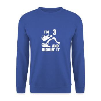 J’ai 3 ans et Diggin' It - Sweat-shirt Unisexe - bleu royal - Devant - Alina (178cm) & Michal (187cm)
