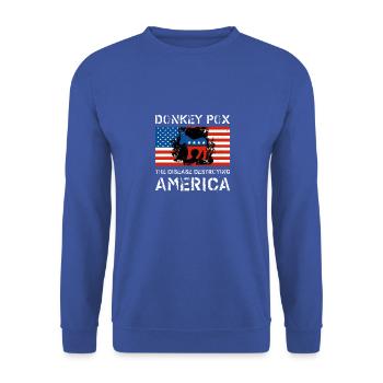 Donkey Pox The Disease Destroying America Funny - Sweat-shirt Unisexe - bleu royal - Devant - Alina (178cm) & Michal (187cm)