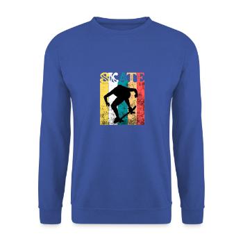 Skate Skateboarder Skateboard Retro Vintage - Unisex Pullover - Royalblau - Vorne - Alina (178cm) & Michal (187cm)