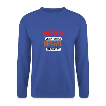Samedi Bengale le dimanche Cincinnati Ohio - Sweat-shirt Unisexe - bleu royal - Devant - Alina (178cm) & Michal (187cm)