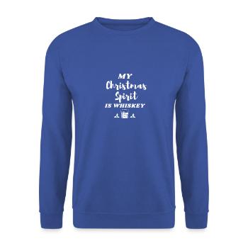 Lustiger Weihnachtstrinker Whiskey Liquor Drinker - Unisex Pullover - Royalblau - Vorne - Alina (178cm) & Michal (187cm)