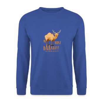 Vintage Hunt Day Buck Deer Funny Hunting Humpday - Unisex Sweatshirt - royal blue - Front - Alina (178cm) & Michal (187cm)